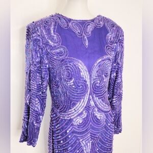 VINTAGE PURPLE AND LAVENDER BEADED DRESS